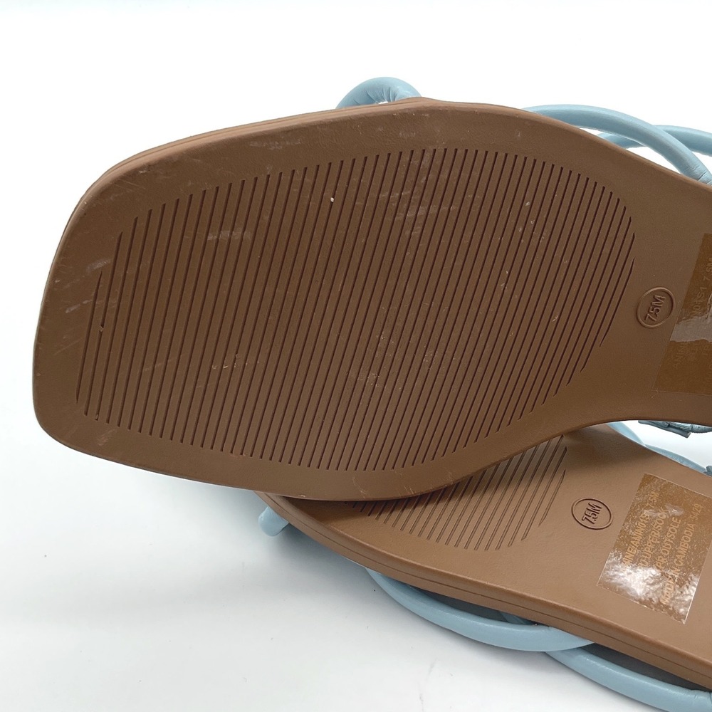 Steve Madden Anine Light Blue Strappy Square Toe Flat Sandals Gold Hardware 7.5M - Picture 5 of 5